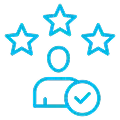 Medical Training Certification Icon Icon representing medical training certification with stars and a checkmark symbol.